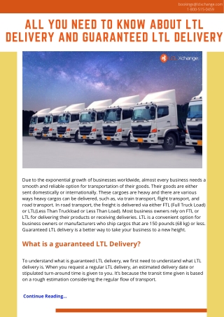 All You Need To Know About LTL Delivery And Guaranteed LTL Delivery