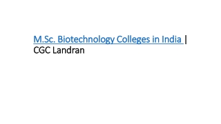 M.Sc. Biotechnology Colleges in India | CGC Landran