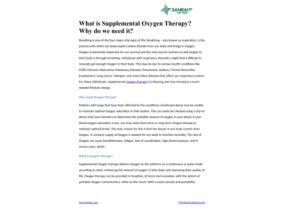 What is Supplemental Oxygen Therapy Why Do We Need It