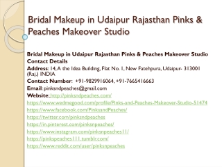 Bridal Makeup in Udaipur Rajasthan Pinks & Peaches Makeover Studio