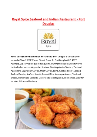 5% Off - Royal Spice Seafood and Indian Restaurant Port Douglas, Qld