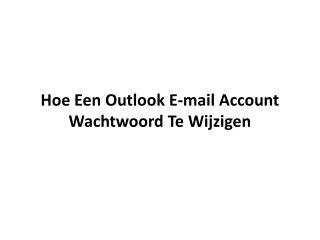 Hoe Een Outlook E-mail Account Wachtwoord Te Wijzigen?