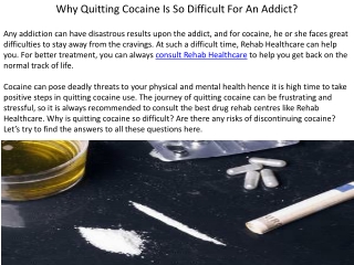 Why Quitting Cocaine Is So Difficult For An Addict?