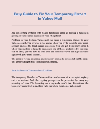 Easy Guide to Fix Your Temporary Error 2 in Yahoo Mail