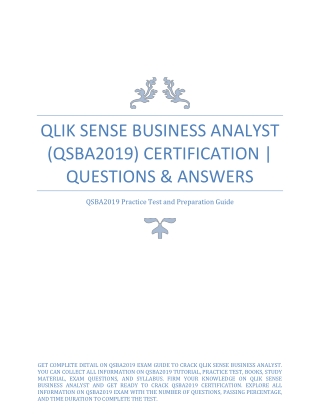 Qlik Sense Business Analyst (QSBA2019) Certification | Questions & Answers