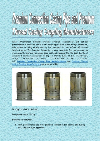 Premium Connection Casing Pipe and Premium Thread Casing Coupling Manufacturers