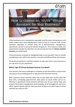 How to choose an ‘Idyllic’ Virtual Assistant for Your Business?