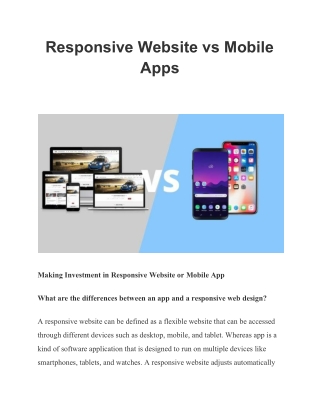 Responsive Website vs Mobile Apps