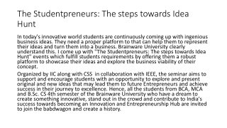 Events at Brainware University: The Studentpreneurs steps towards Idea Hunt