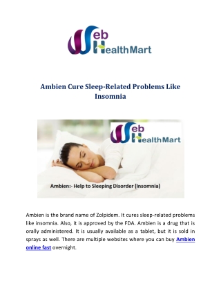 Ambien:- Help to Sleeping Disorder (Insomnia)