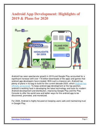 Android App Development: Highlights Of 2019 & Plans For 2020