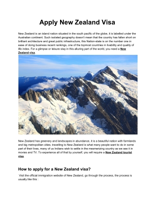 Apply For New Zealand Visa