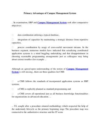 Primary advantages Of Campus Management System