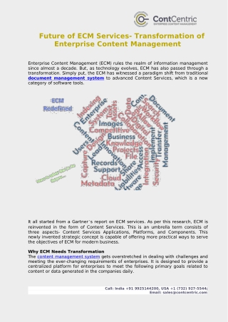 Future of ECM Services- Transformation of Enterprise Content Management