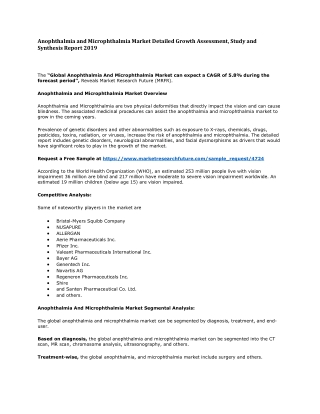 Anophthalmia and Microphthalmia Therapeutics Market Research Report- Global Forecast till 2023