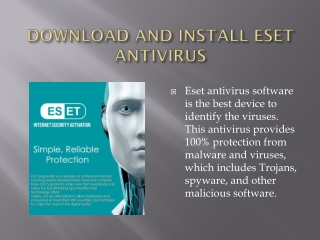 Eset.com/activate |DOWNLOAD AND INSTALL ESET ANTIVIRUS