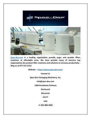 Auger and Powder Fillers Machine - spee-dee.com