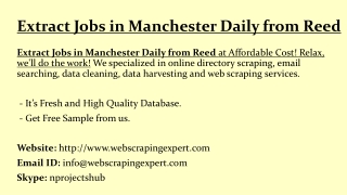 Extract Jobs in Manchester Daily from Reed