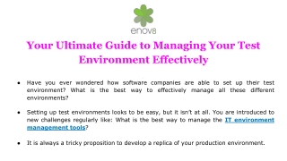 Your Ultimate Guide to Managing Your Test Environment Effectively