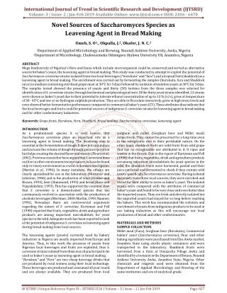 Novel Sources of Saccharomyces Species as Leavening Agent in Bread Making