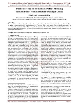 Public Perception on the Factors that Affecting Turkish Public Administrators Manager Choice