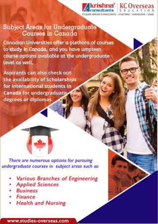 Subject Areas for Undergraduate Courses in Canada