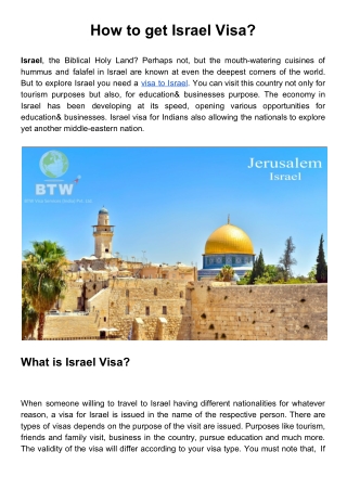 How to get Israel Visa?
