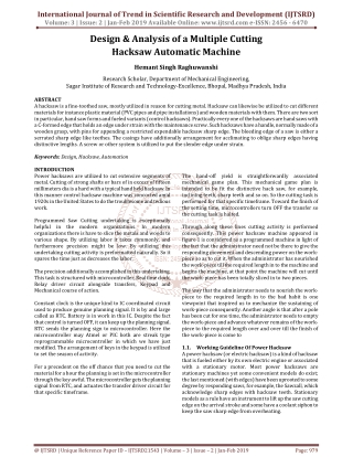 Design and Analysis of a Multiple Cutting Hacksaw Automatic Machine