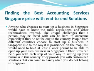 Finding the Best Accounting Services Singapore price with end-to-end Solutions