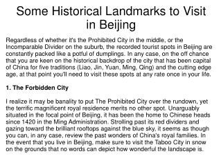 Some Historical Landmarks to Visit in Beijing