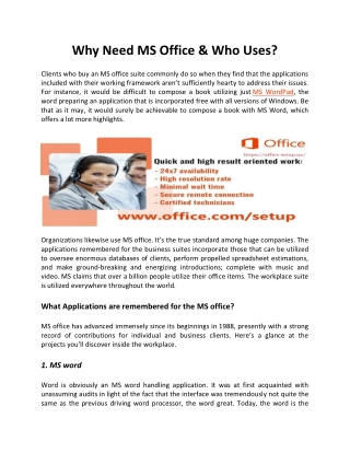 Why Need MS Office & Who Uses - Office.com/setup