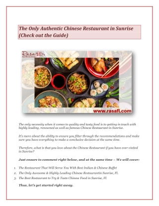 The Only Authentic Chinese Restaurant in Sunrise (Check out The Guide)