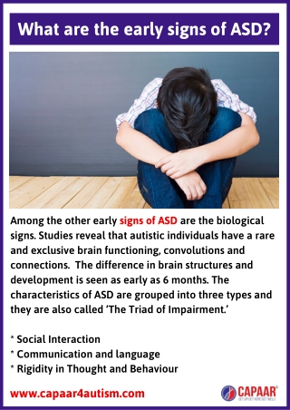 What are the early signs of ASD? | Autism Treatment Centre in Bangalore | CAPAAR