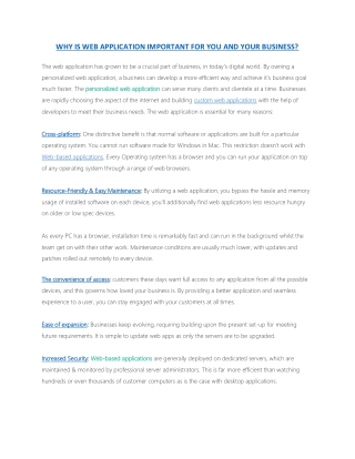 WHY IS WEB APPLICATION IMPORTANT FOR YOU AND YOUR BUSINESS?
