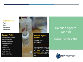 Release Agents Market Projected to Grow at 4.54% during 2018 to 2024