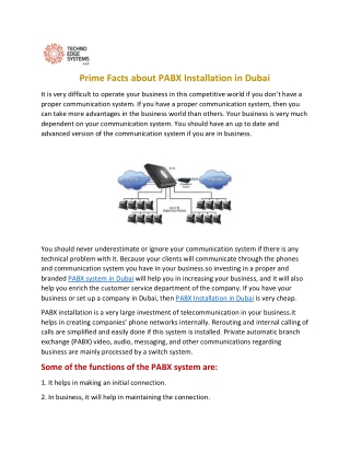 Prime Facts about PABX Installation in Dubai