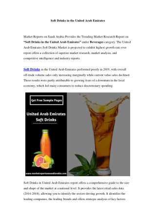 United Arab Emirates Soft Drinks Market: Growth, Opportunity and Forecast Till 2023