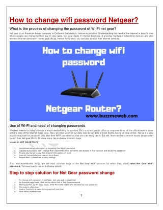 How to change wifi password Netgear?