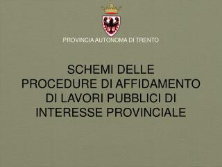 SCHEMI DELLE PROCEDURE DI AFFIDAMENTO DI LAVORI PUBBLICI DI INTERESSE PROVINCIALE