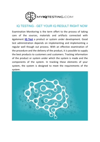 IQ Testing - Get Your IQ Result Right Now