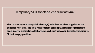 Visa Subclass 482 | TSS 482 Visa