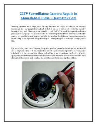CCTV Surveillance Camera Repair in Ahmedabad, India - Qarmatek.Com