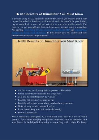 Health Benefits of Humidifier You Must Know