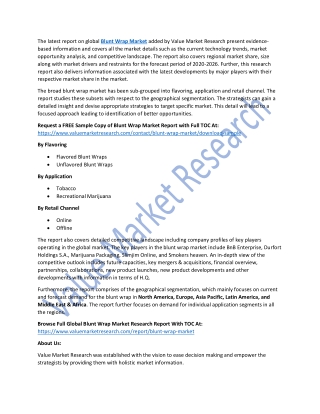 Blunt Wrap Market Research, Industry Demand and Opportunity Report Upto 2026