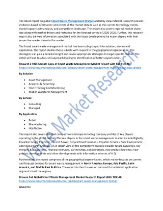 Smart Waste Management Market Size, Key Players, Industry Growth Analysis and Forecast to 2026