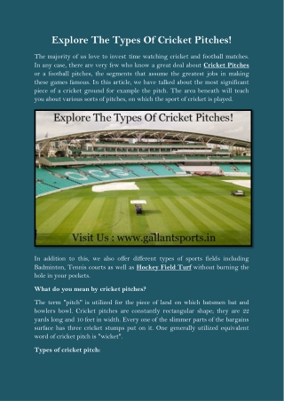 Explore The Types Of Cricket Pitches!