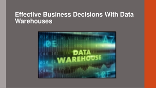 Effective Business Decisions With Data Warehouses
