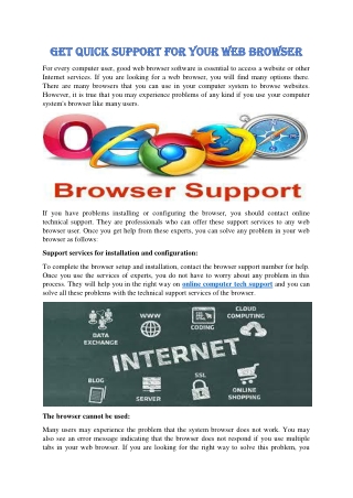 Get quick support for your web browser