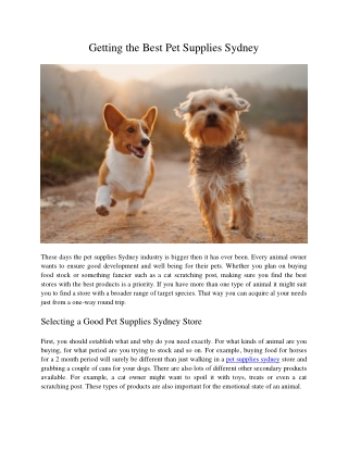 Getting the Best Pet Supplies Sydney