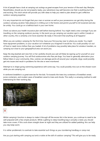 Enjoy Yourself Whilst Camping By Using These Suggestions
